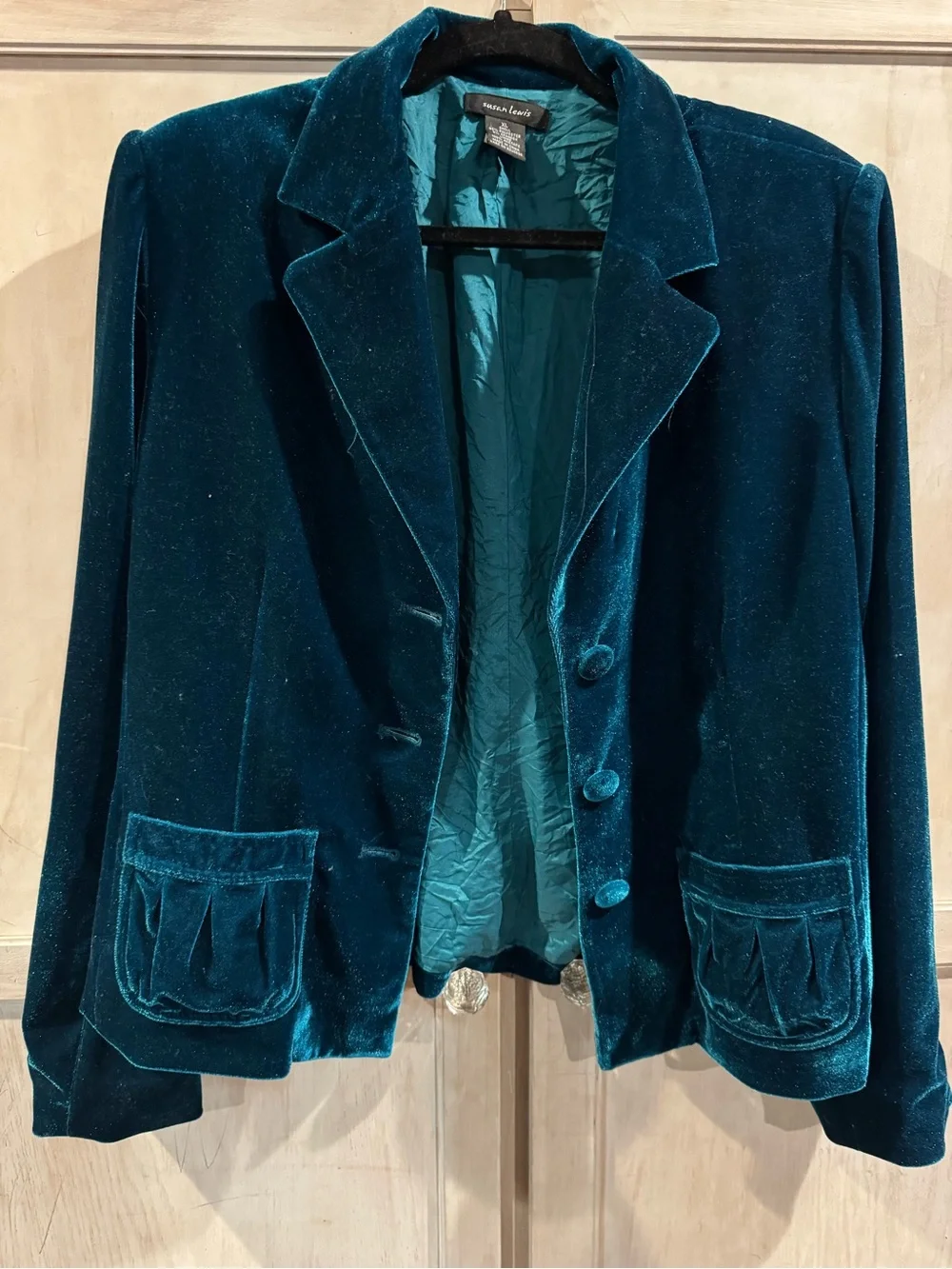 Coldwater Creek Teal Velvety/Velour Blazer Jacket